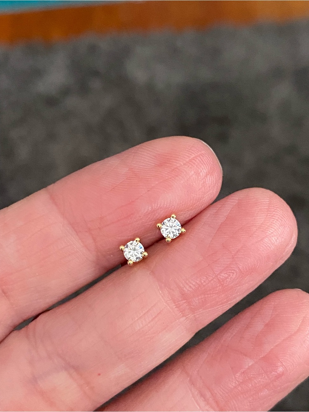 Gold CZ Stud Earrings - Classic Clear Crystal